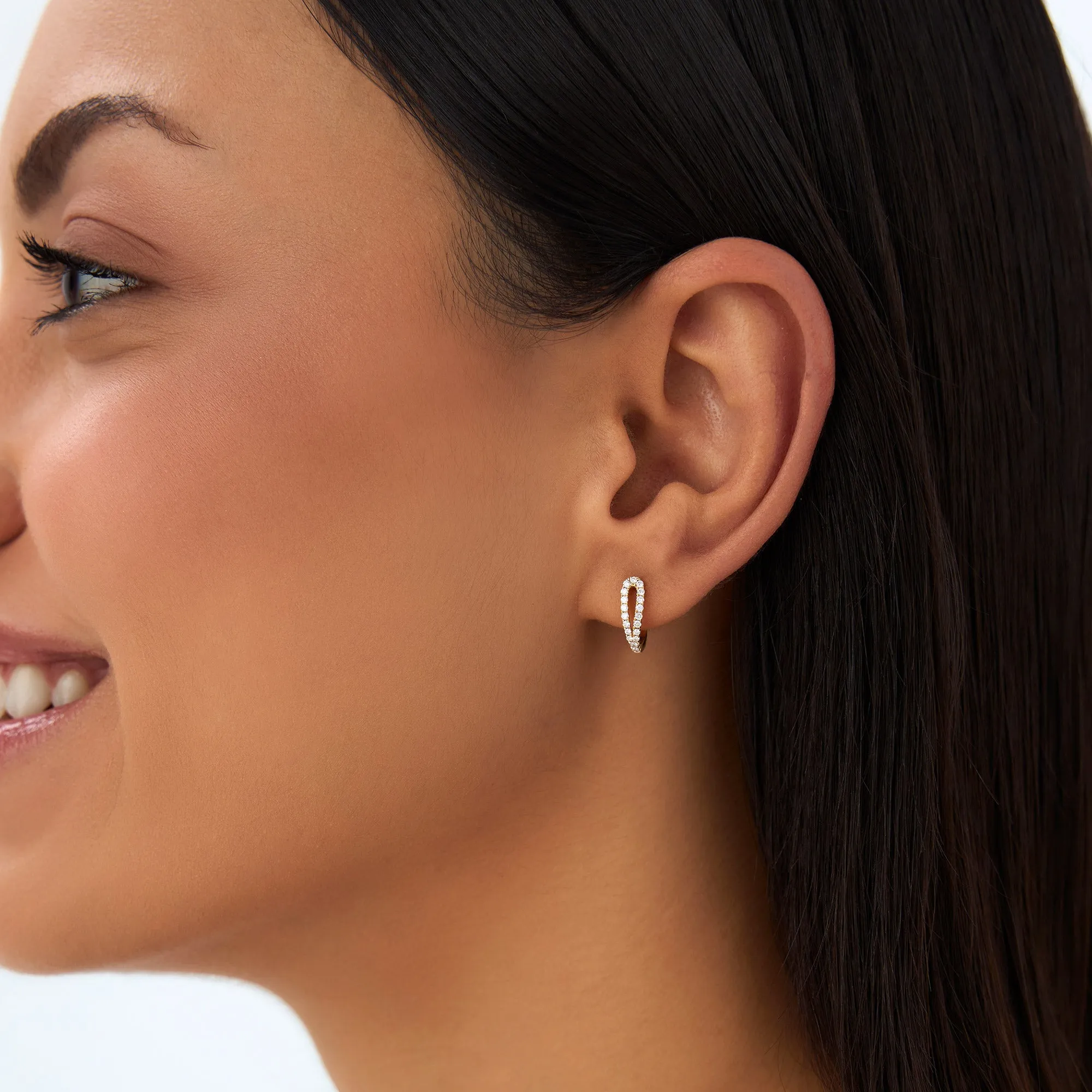 Double Mini Diamond Hoop Earrings - Image 5
