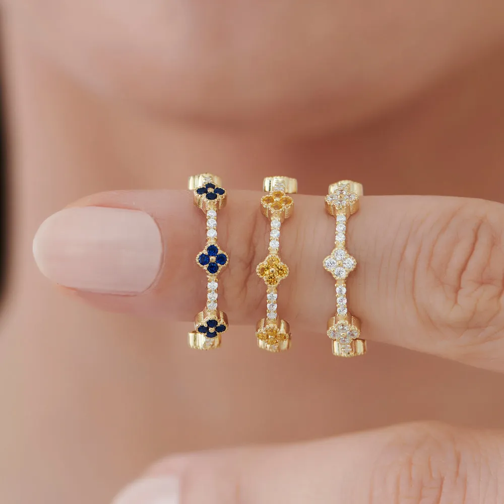 Full Eternity Clover Citrine and Diamond Ring - Image 3