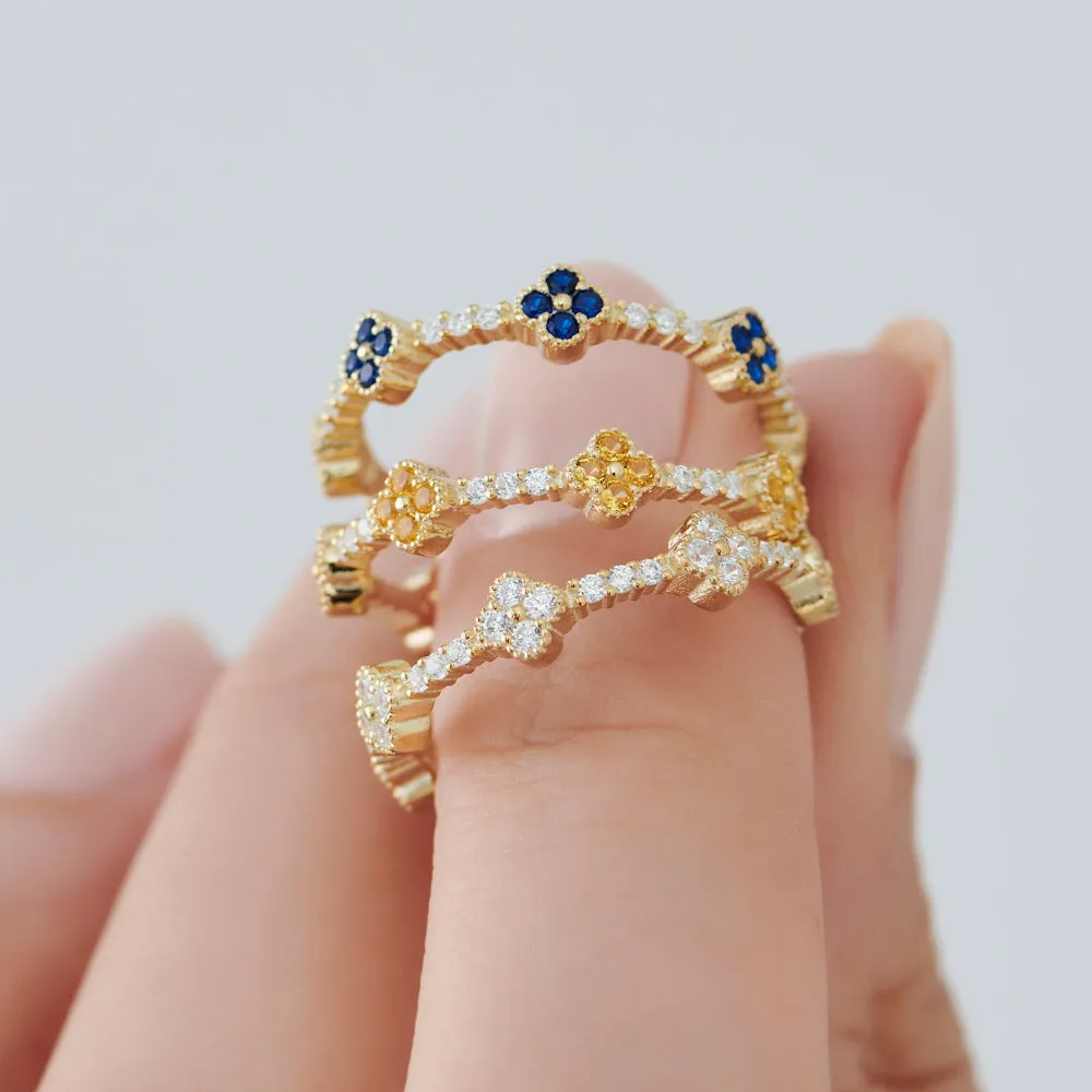 Full Eternity Clover Citrine and Diamond Ring - Image 4