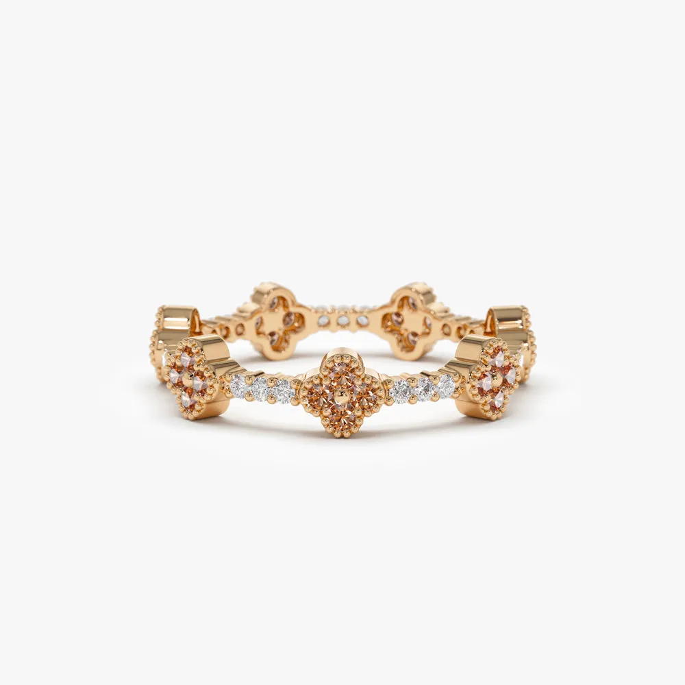 Full Eternity Clover Citrine and Diamond Ring - Image 5