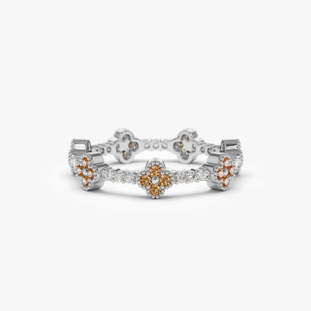 Full Eternity Clover Citrine and Diamond Ring - Image 6