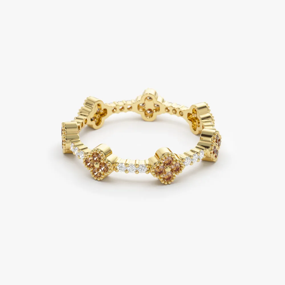 Full Eternity Clover Citrine and Diamond Ring - Image 7