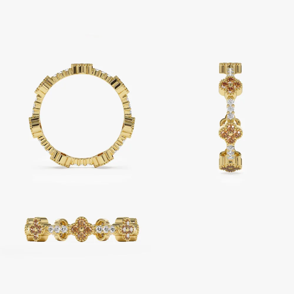 Full Eternity Clover Citrine and Diamond Ring - Image 8