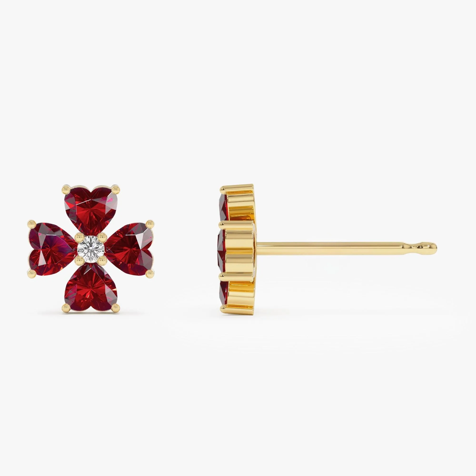 Garnet Four Leaf Clover Studs - Image 4