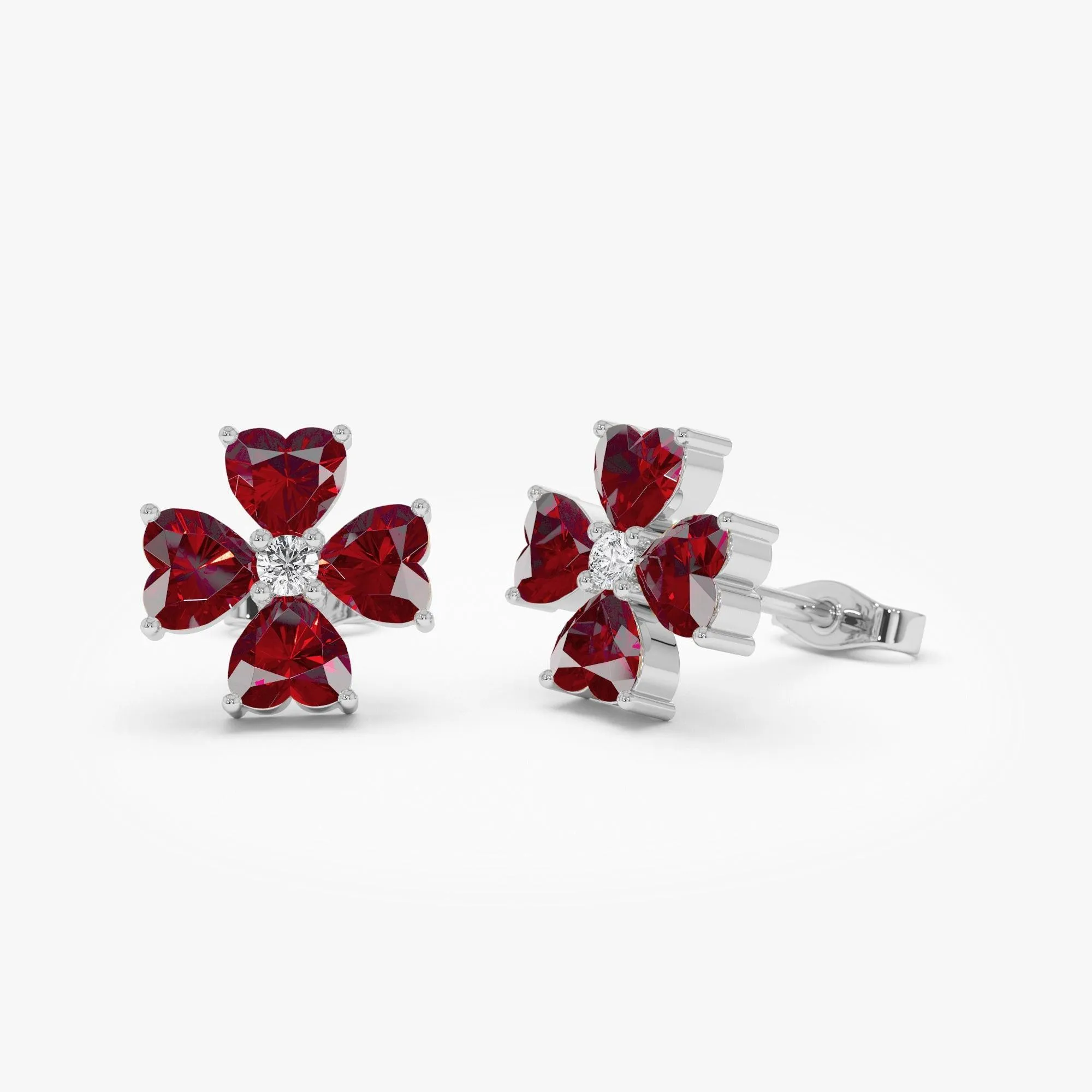 Garnet Four Leaf Clover Studs - Image 5