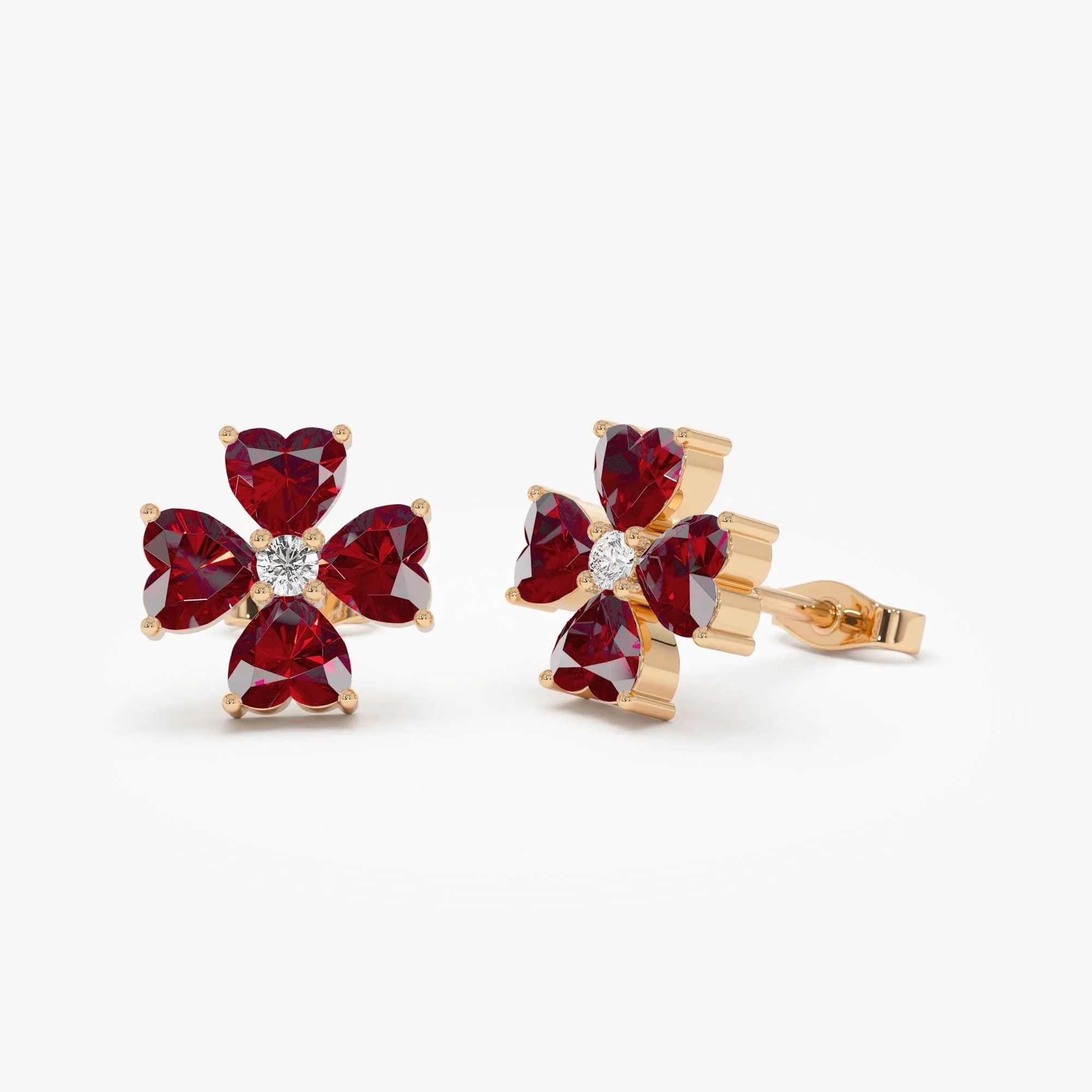 Garnet Four Leaf Clover Studs - Image 6