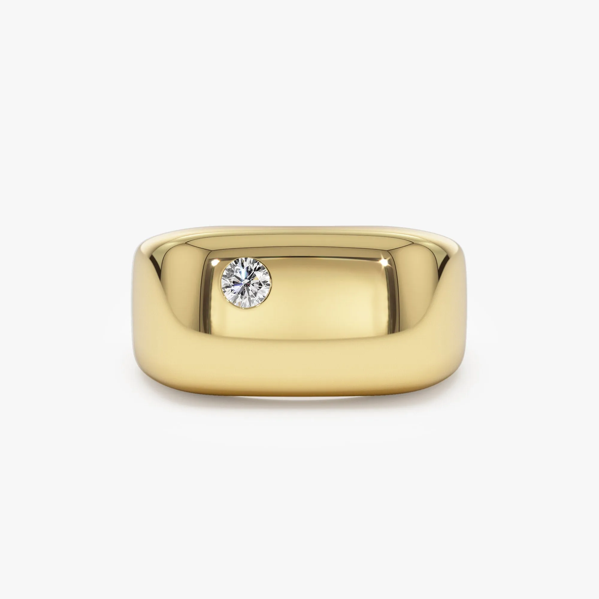 Gold Rectangular Diamond Signet Ring
