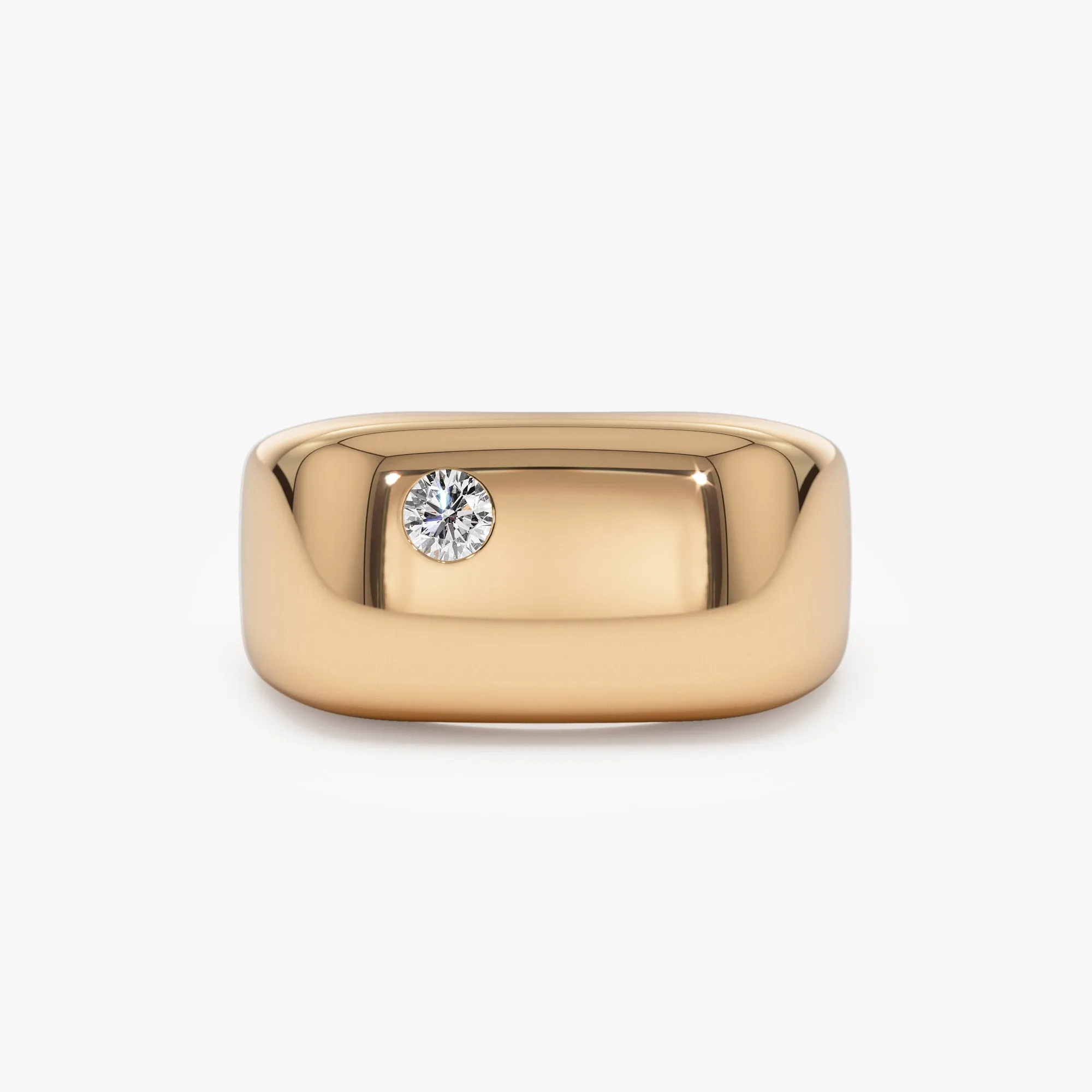 Gold Rectangular Diamond Signet Ring - Image 3