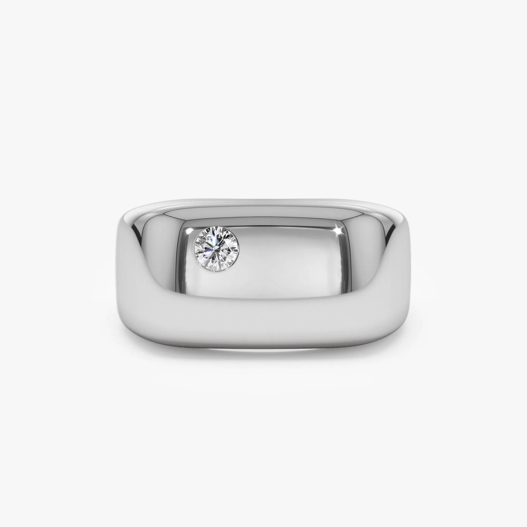 Gold Rectangular Diamond Signet Ring - Image 2