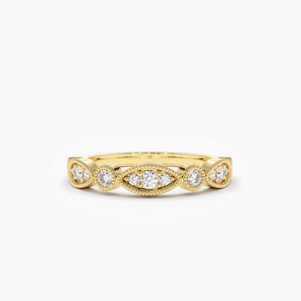 Gold Vintage Style Diamond Wedding Ring