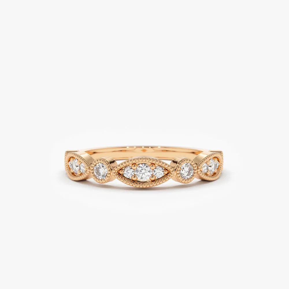 Gold Vintage Style Diamond Wedding Ring - Image 4