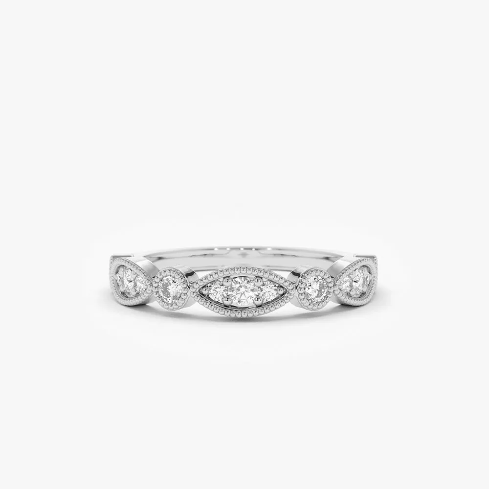 Gold Vintage Style Diamond Wedding Ring - Image 5