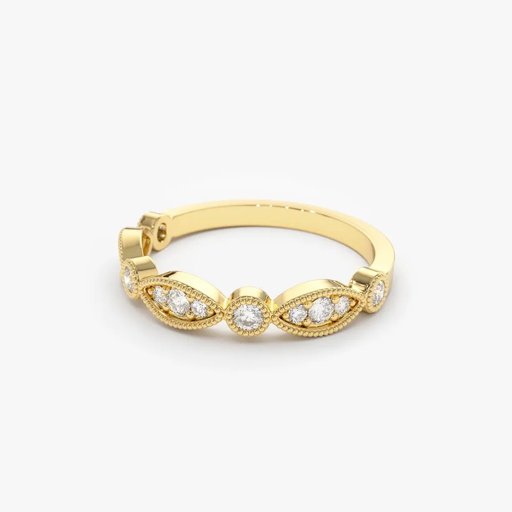 Gold Vintage Style Diamond Wedding Ring - Image 6