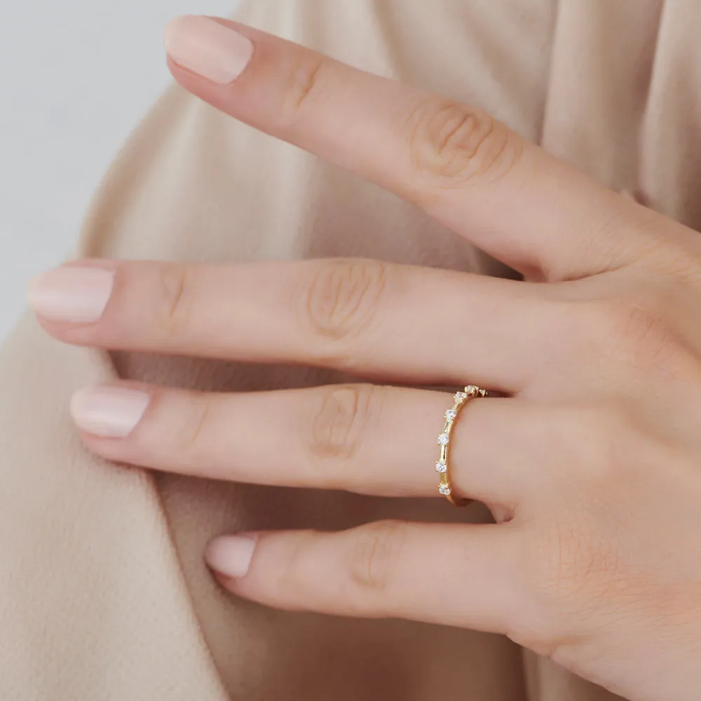 Half Eternity Minimalist Diamond Wedding Ring - Image 6