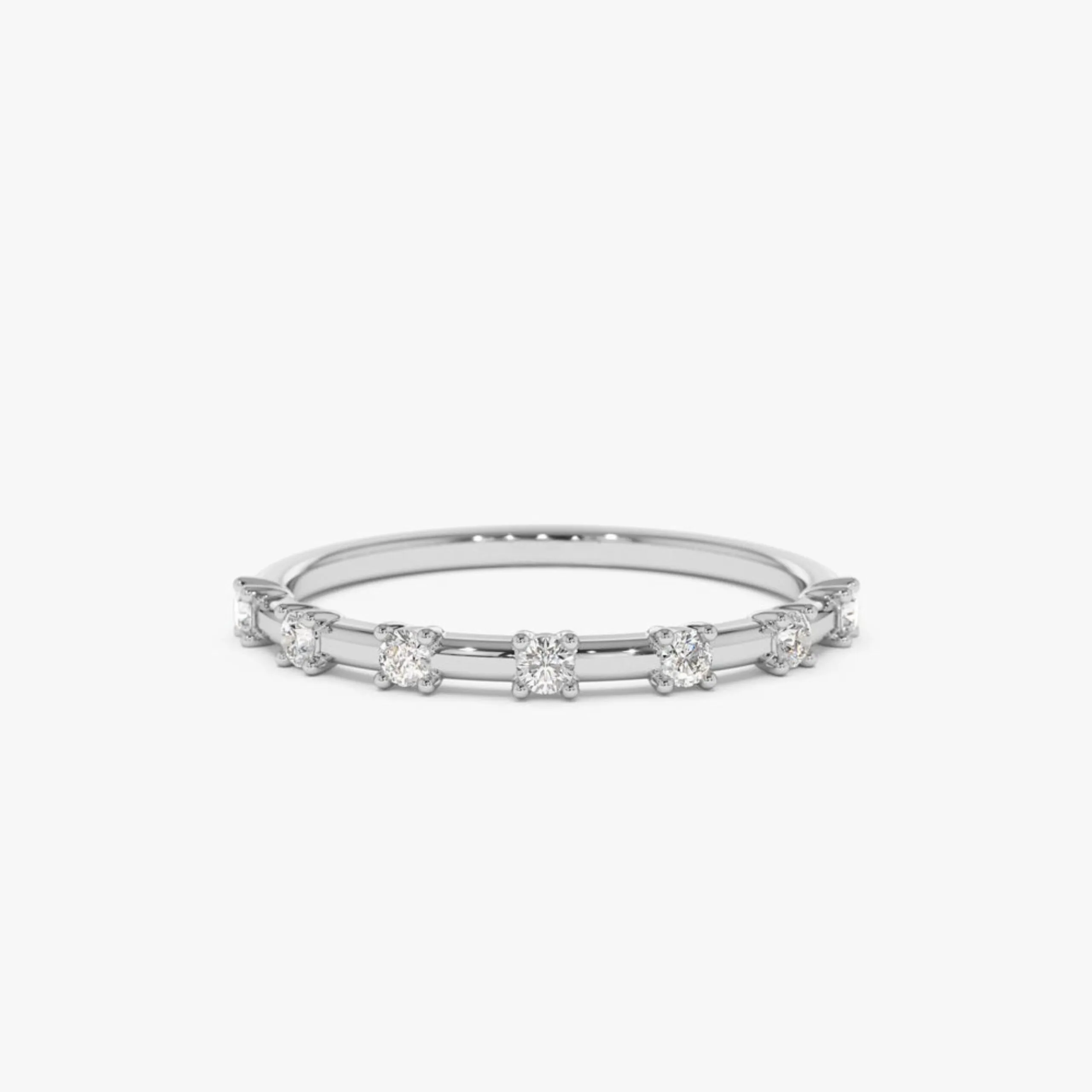 Half Eternity Minimalist Diamond Wedding Ring - Image 2