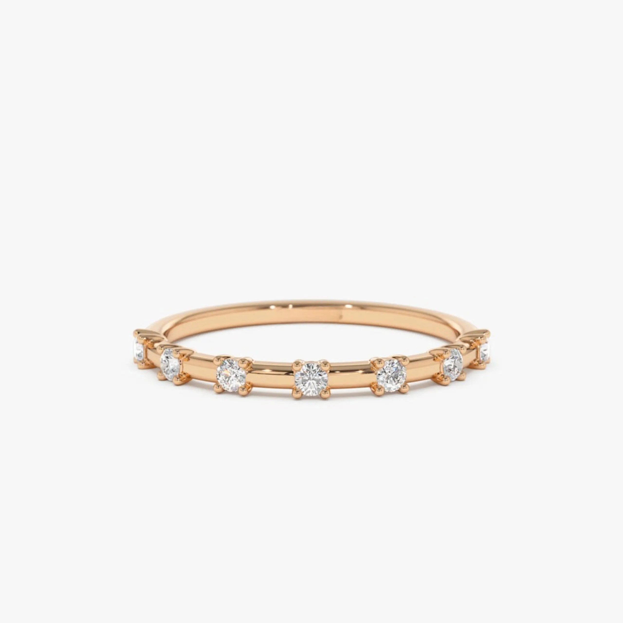Half Eternity Minimalist Diamond Wedding Ring - Image 3
