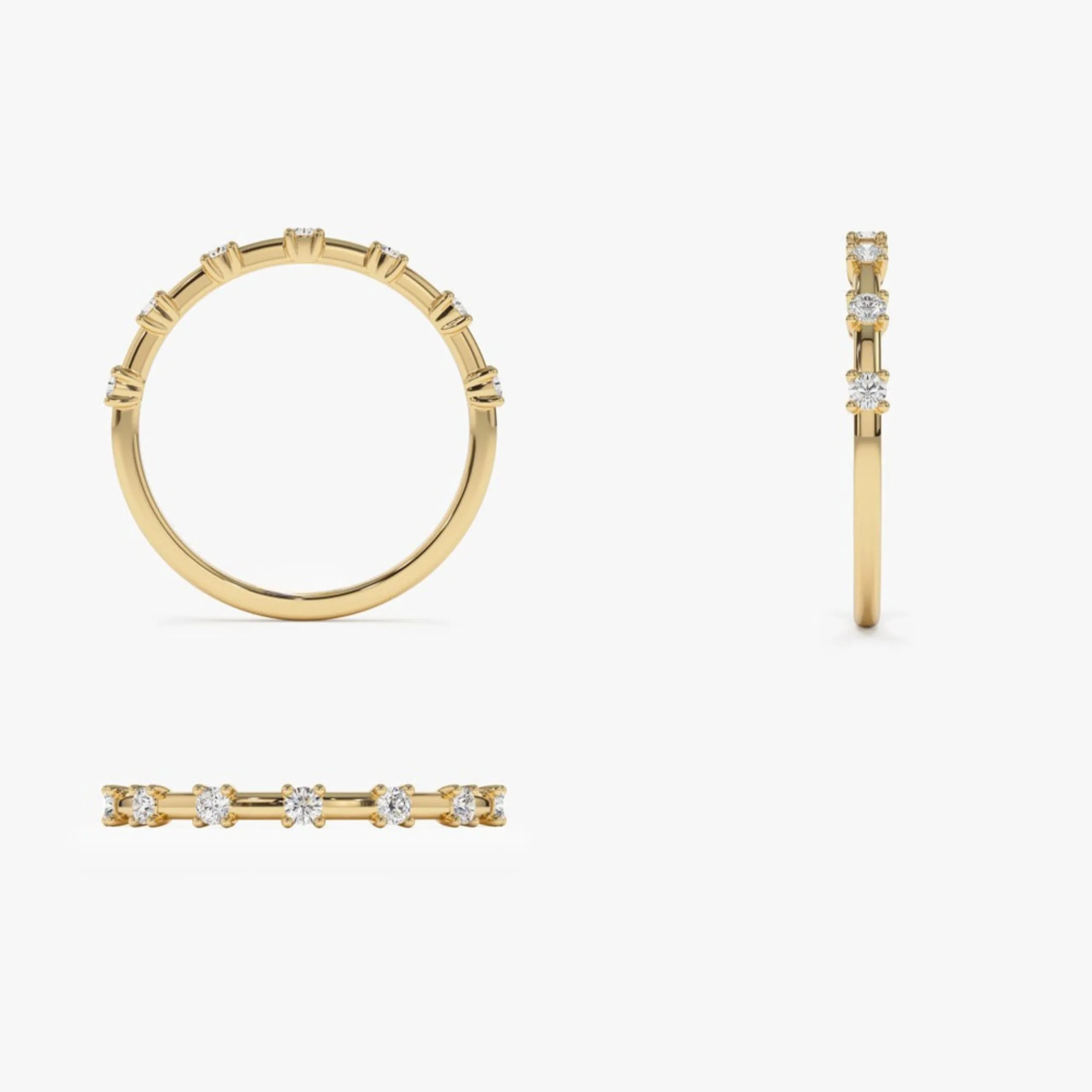 Half Eternity Minimalist Diamond Wedding Ring - Image 5