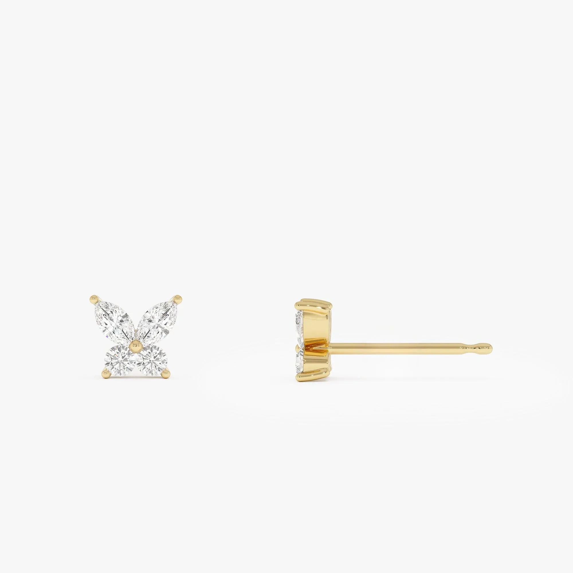 Marquise And Round Diamond Butterfly Studs - Image 2