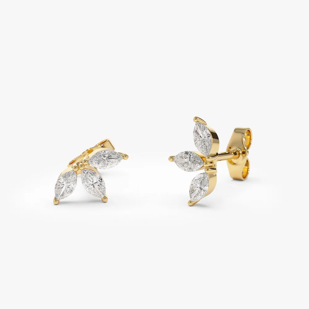 Marquise Crown Stud Earrings - Image 2