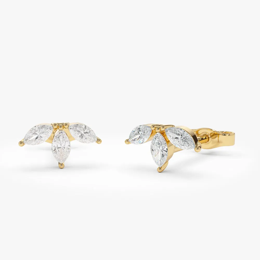 Marquise Crown Stud Earrings