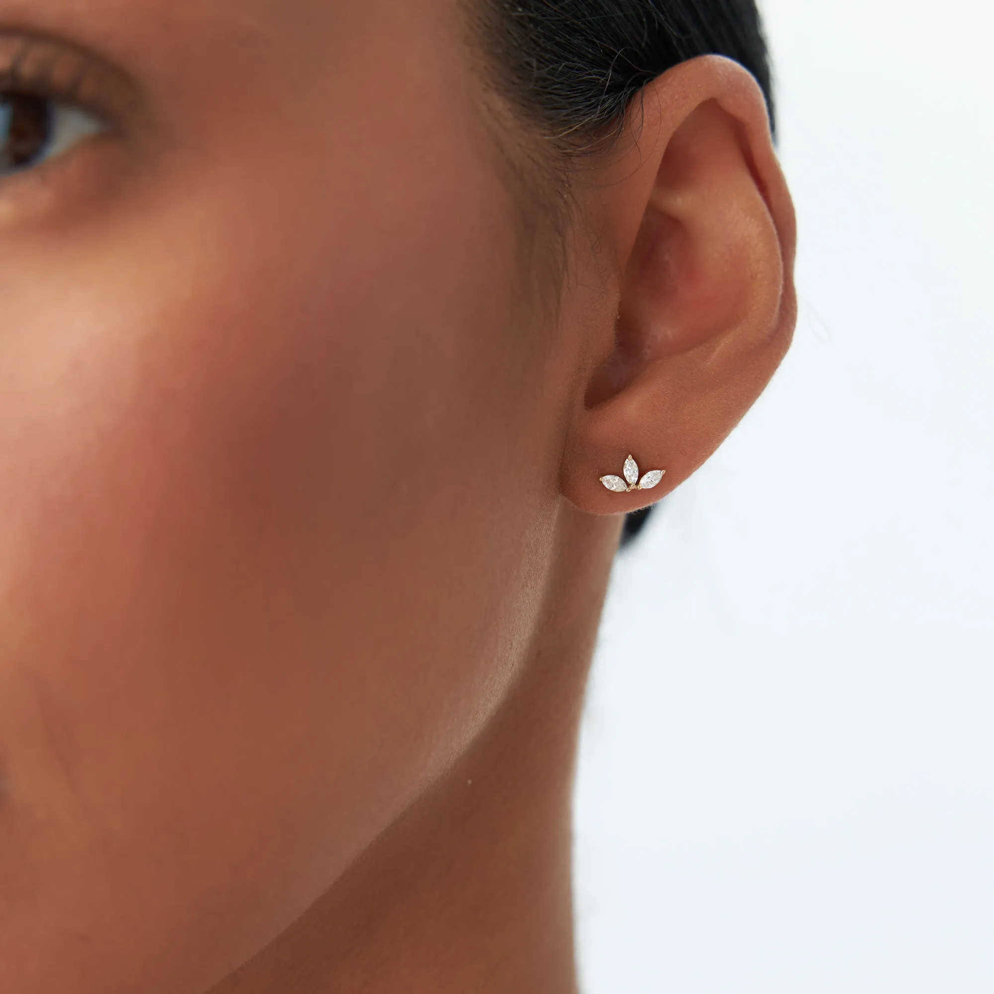 Marquise Crown Stud Earrings - Image 3