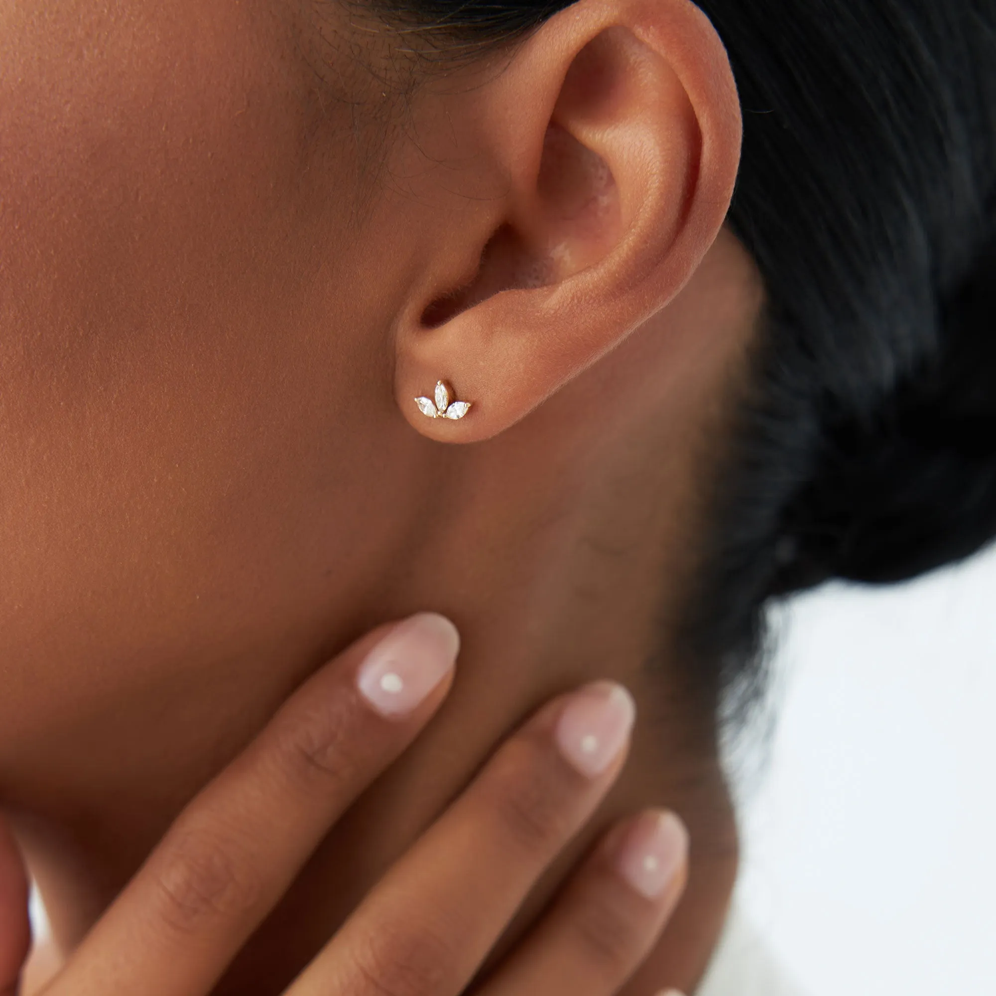 Marquise Crown Stud Earrings - Image 6