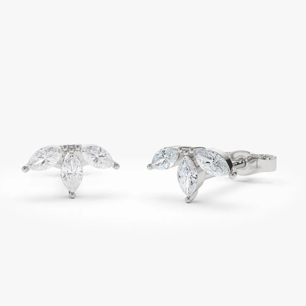 Marquise Crown Stud Earrings - Image 7