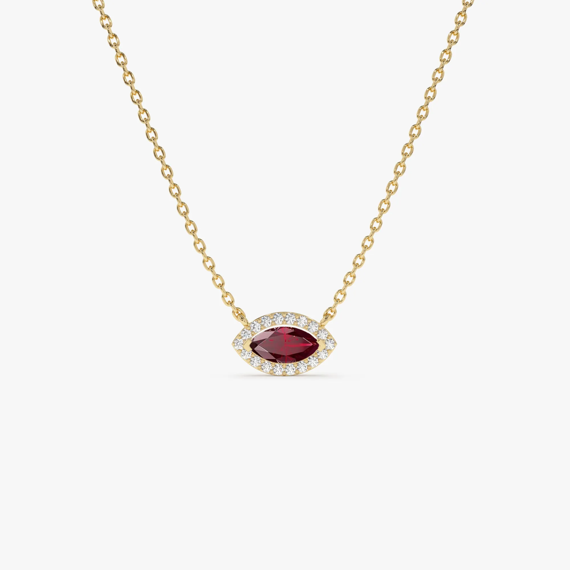 Marquise Ruby with Halo Diamond Setting