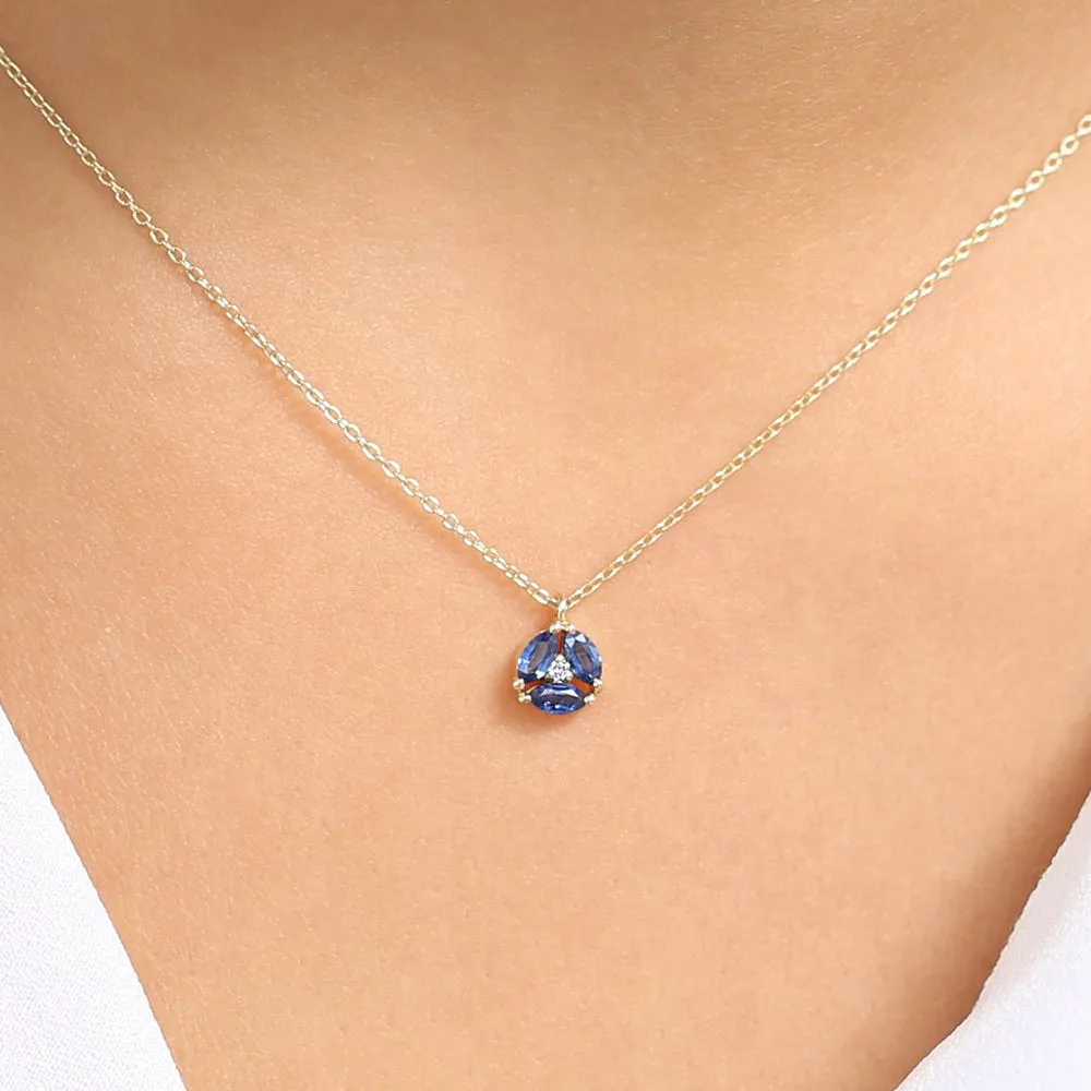 Marquise Sapphire Cluster Necklace - Image 5