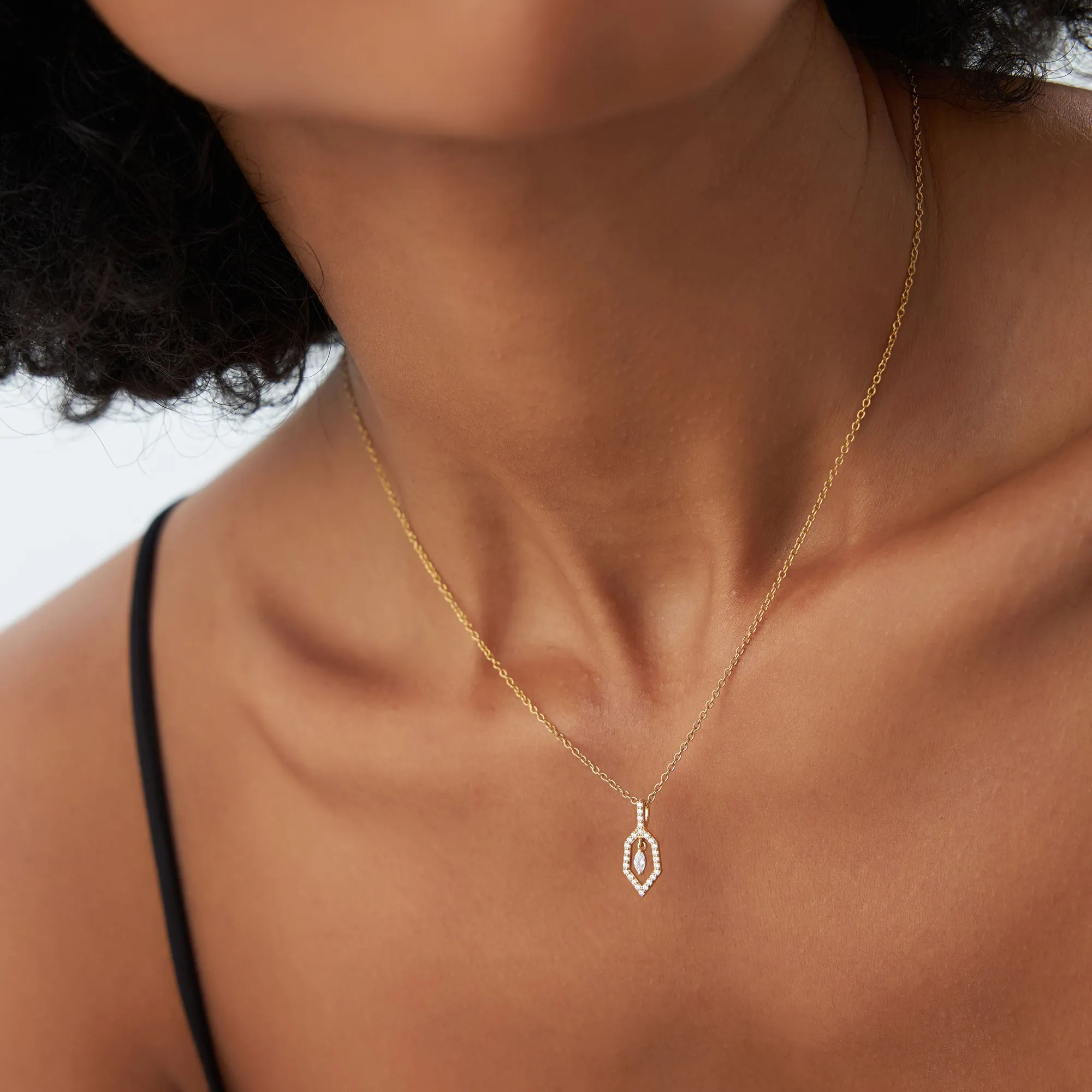 Marquise Shape Dangle Diamond Necklace - Image 2