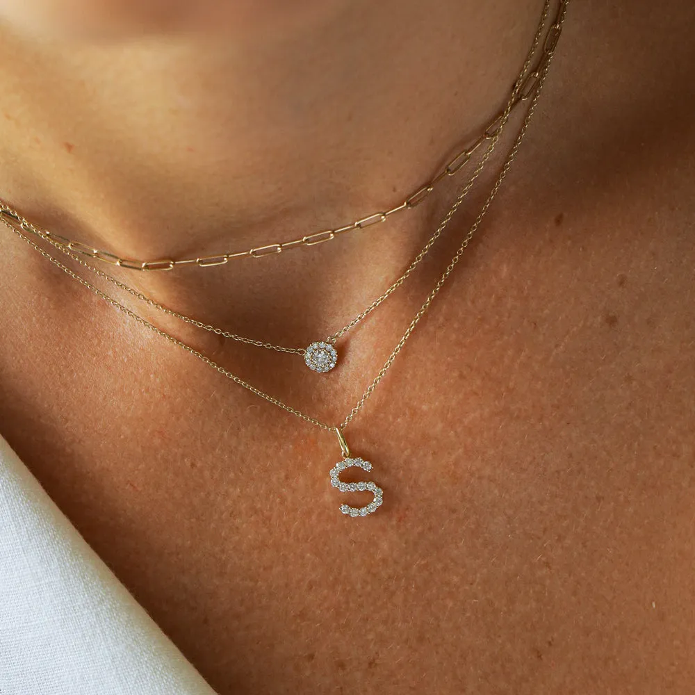 Medium Size Diamond Initial Necklace - Image 2