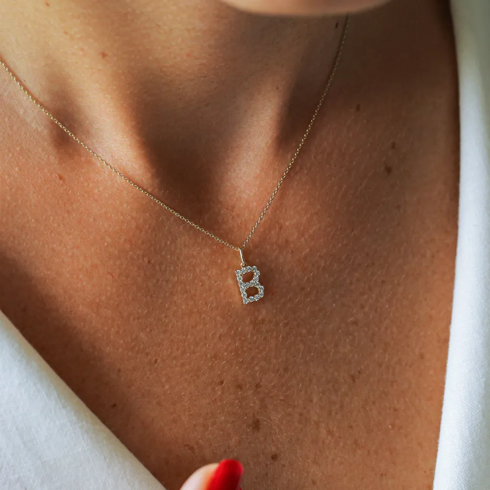 Medium Size Diamond Initial Necklace - Image 3