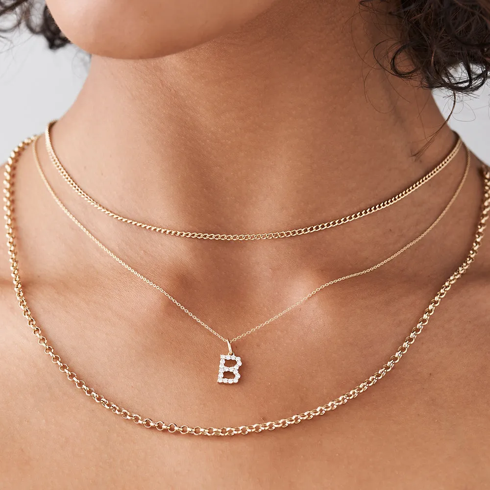 Medium Size Diamond Initial Necklace - Image 4