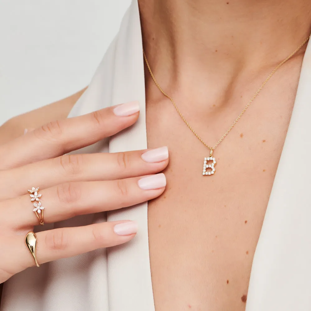 Medium Size Diamond Initial Necklace - Image 5