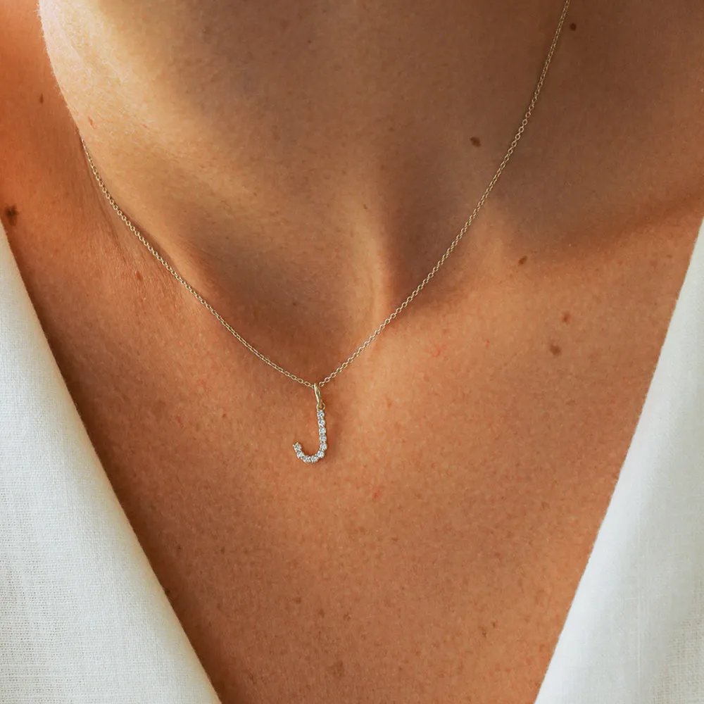 Medium Size Diamond Initial Necklace - Image 6