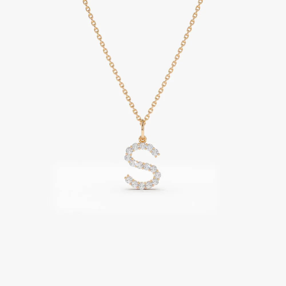 Medium Size Diamond Initial Necklace - Image 7