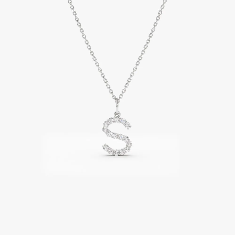 Medium Size Diamond Initial Necklace - Image 8