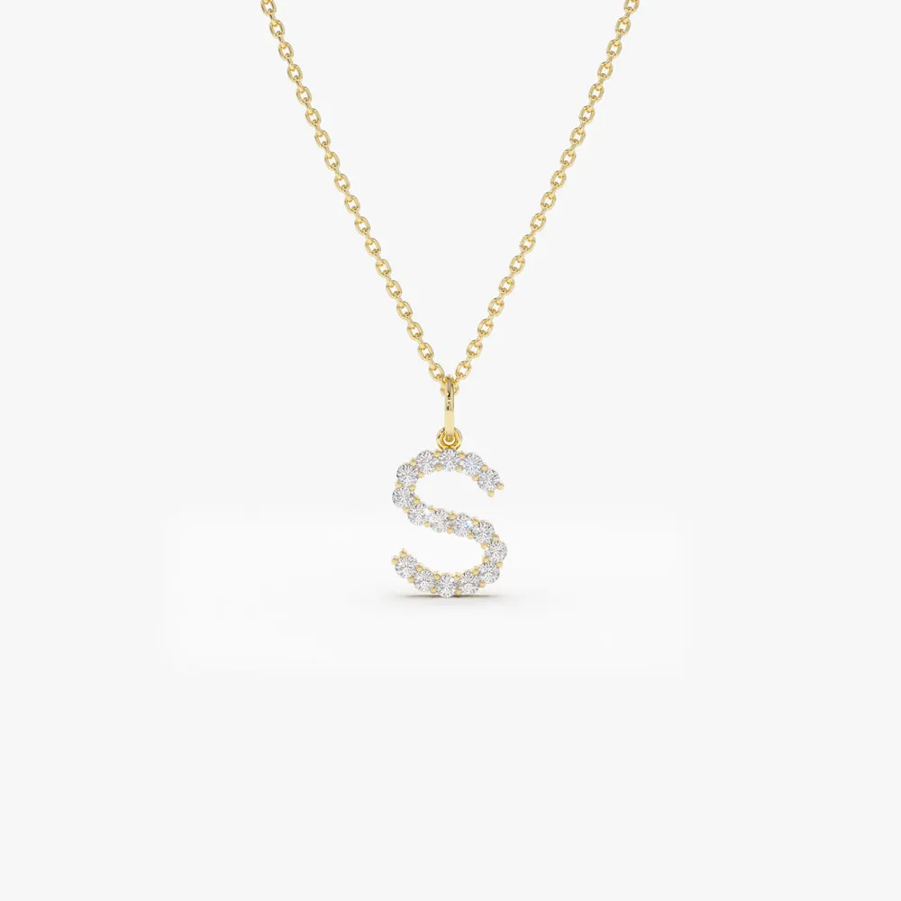 Medium Size Diamond Initial Necklace - Image 10