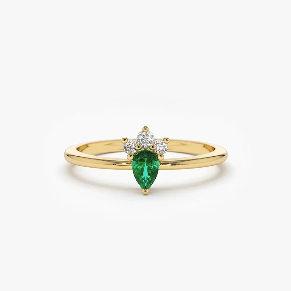 Mini Emerald and Diamond Ring
