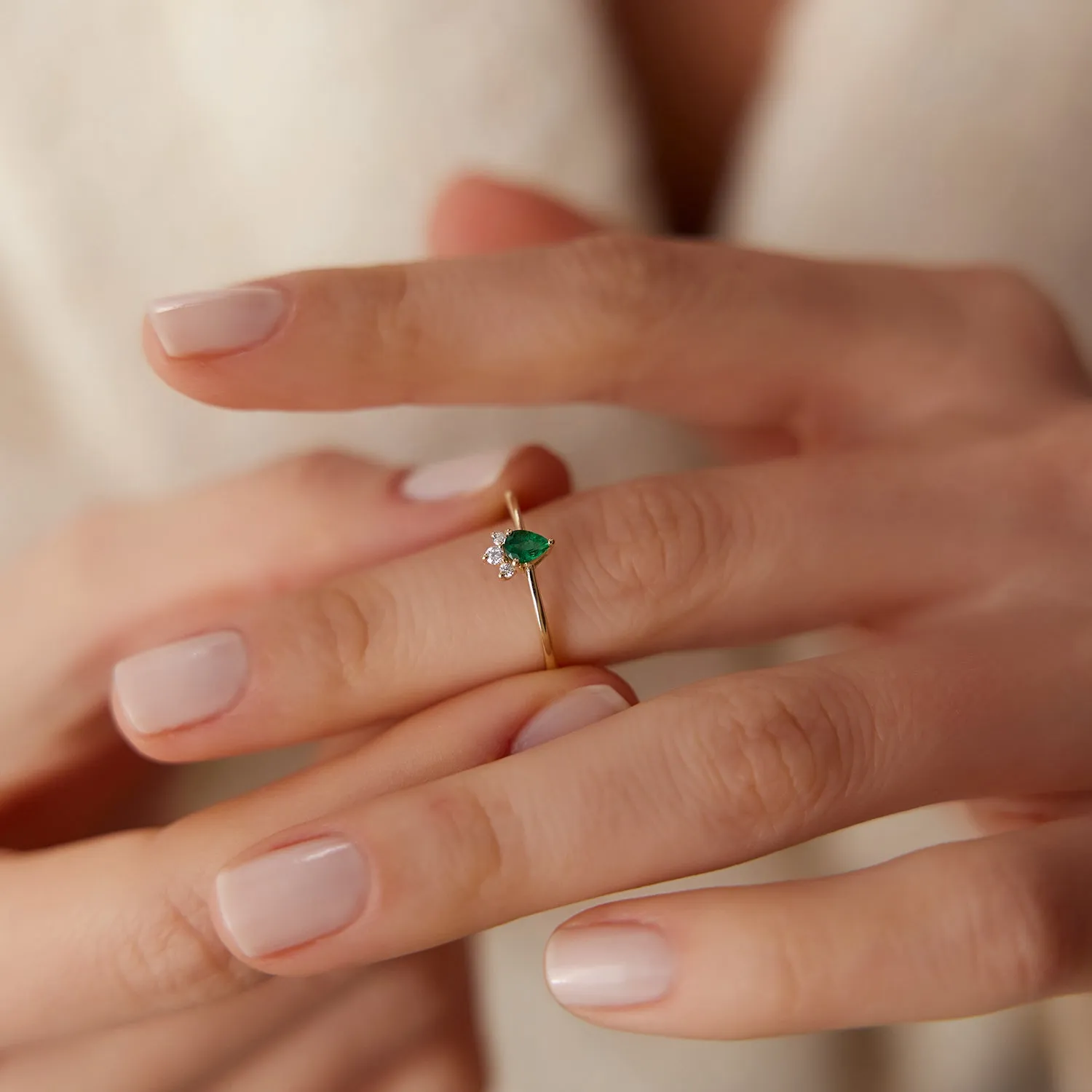 Mini Emerald and Diamond Ring - Image 6
