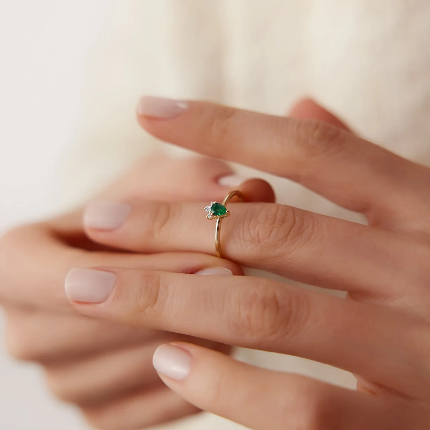 Mini Emerald and Diamond Ring - Image 7
