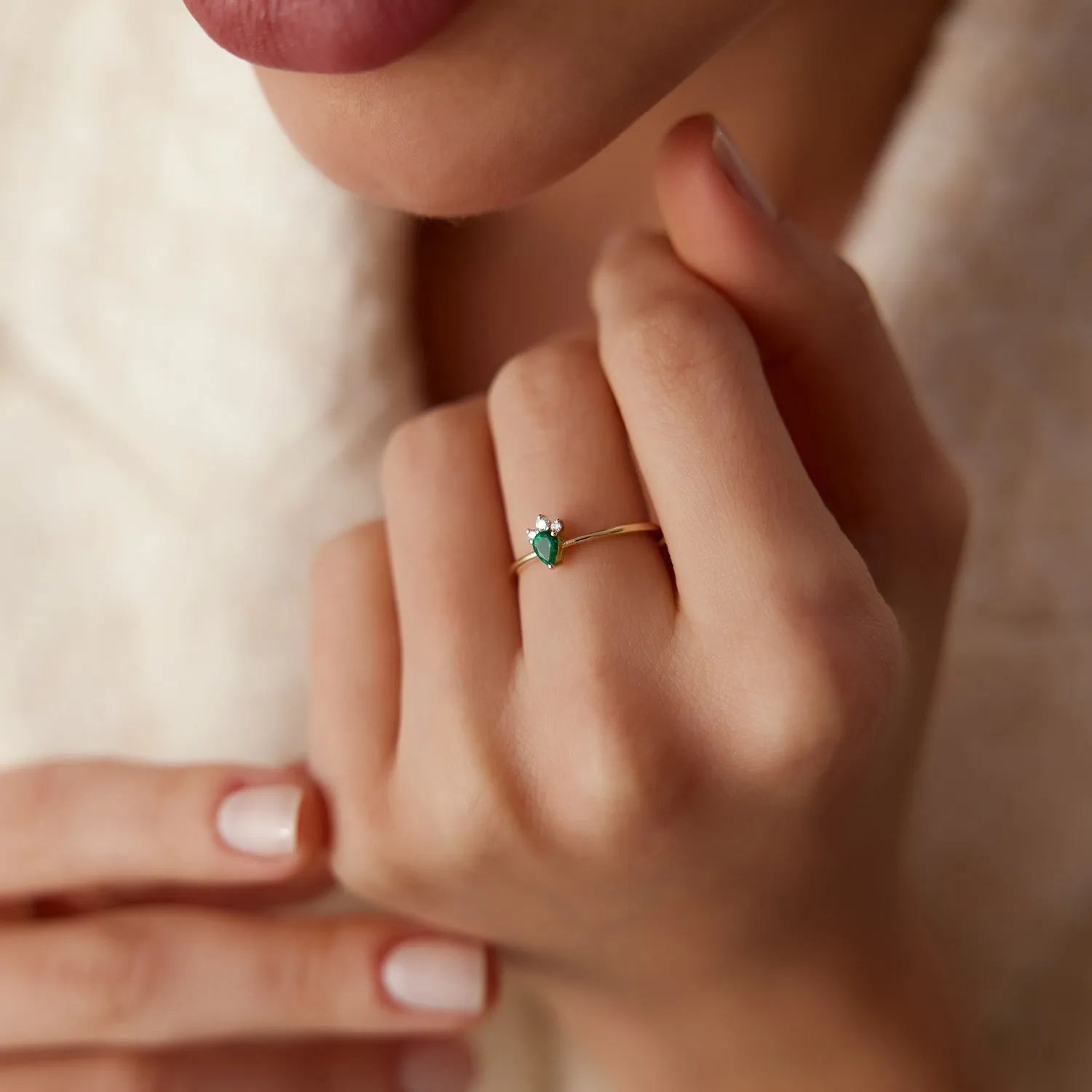Mini Emerald and Diamond Ring - Image 8