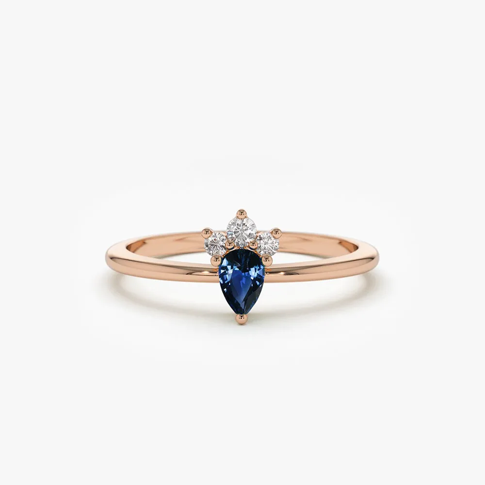 Mini Sapphire and Diamond Ring - Image 4