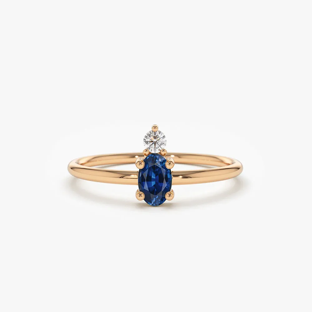 Oval Sapphire and Diamond Ring - Image 3