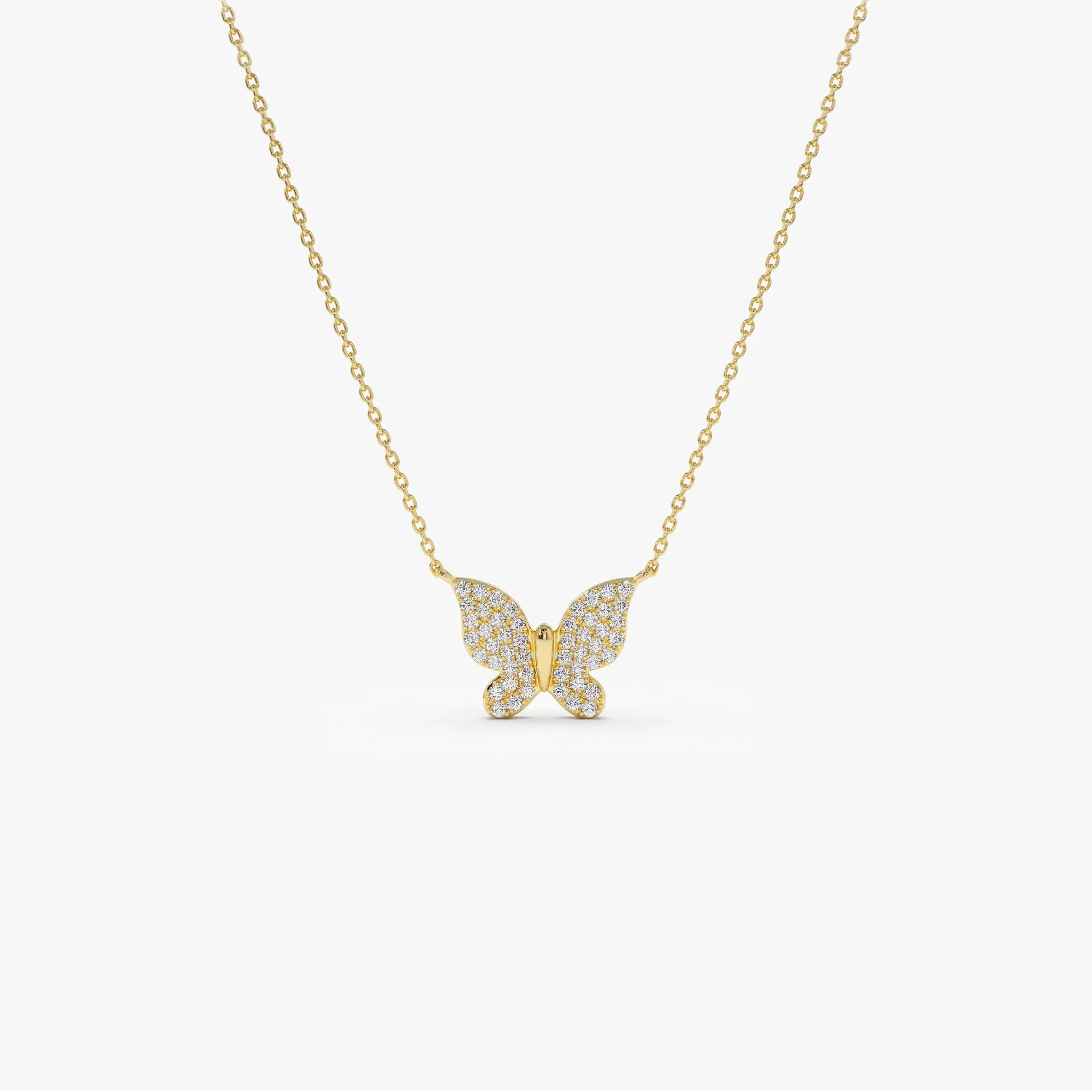 Pave Diamond Butterfly Pendant Necklace