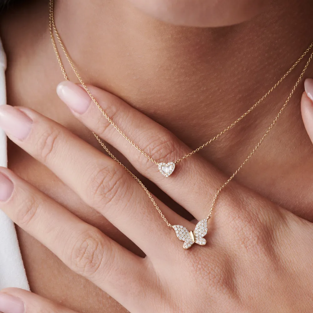 Pave Diamond Butterfly Pendant Necklace - Image 5