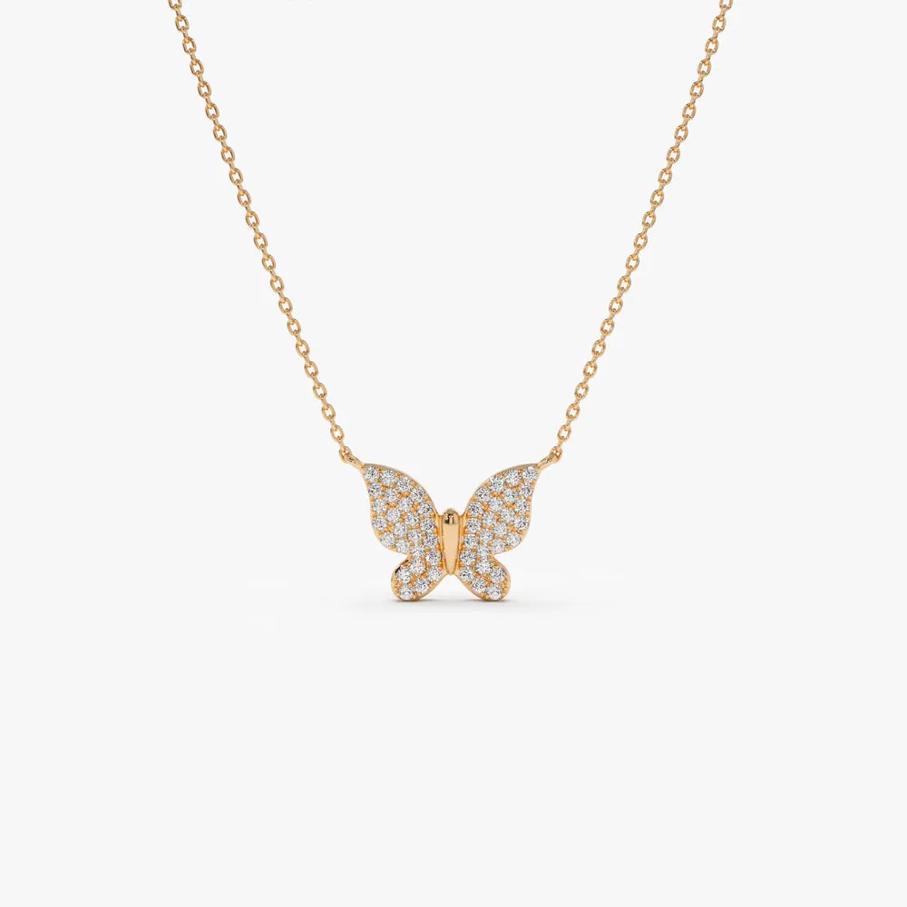 Pave Diamond Butterfly Pendant Necklace - Image 2