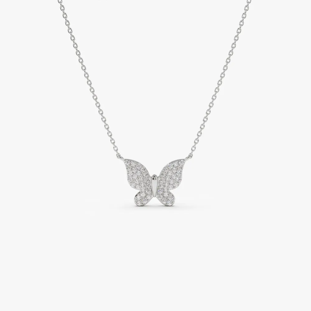 Pave Diamond Butterfly Pendant Necklace - Image 3