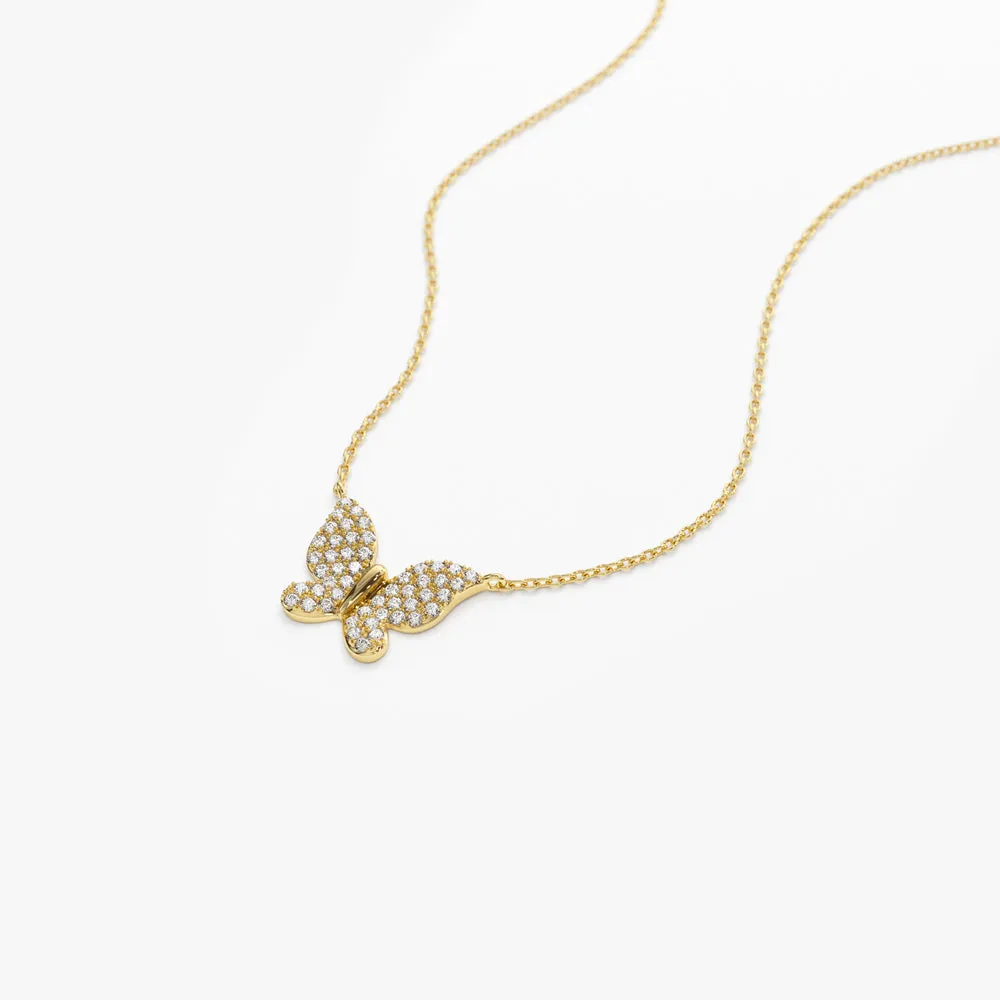 Pave Diamond Butterfly Pendant Necklace - Image 4