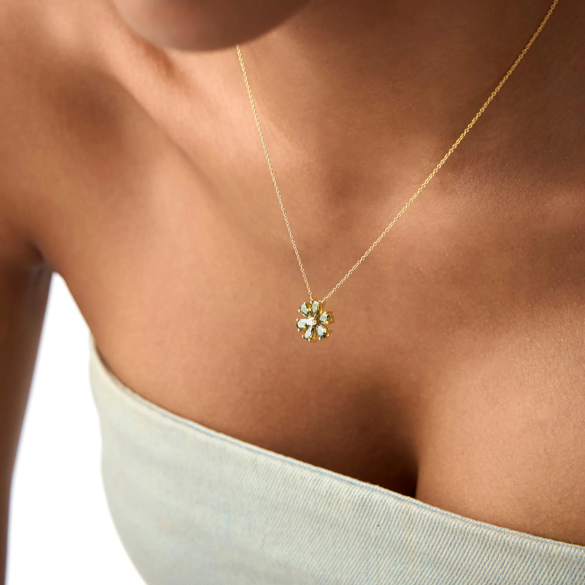 Peridot Flower Necklace - Image 7